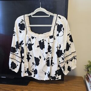 Maurices Black and White Floral Blouse